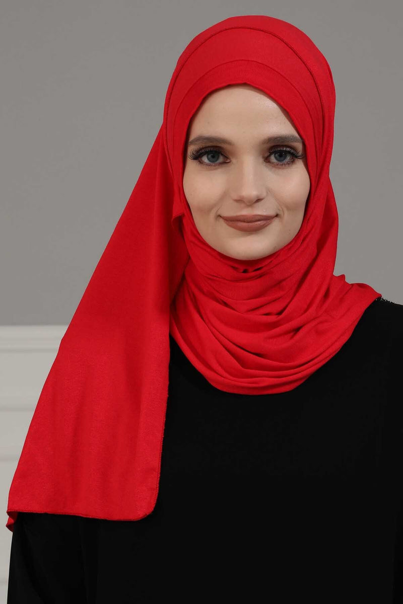 شال جيرسي للنساء شال قطني ممشط فوري للنساء من القطن، قبعة عمامة فورية، غطاء رأس جاهز للارتداء، وشاح، PS-16