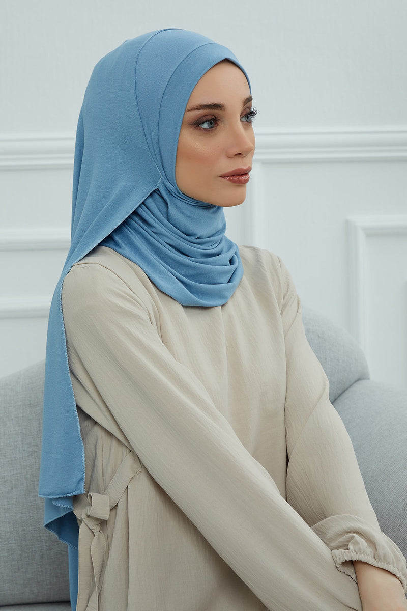 شال جيرسي للنساء شال قطني ممشط فوري للنساء من القطن، قبعة عمامة فورية، غطاء رأس جاهز للارتداء، وشاح، PS-16