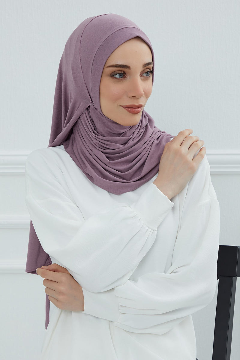 شال جيرسي للنساء شال قطني ممشط فوري للنساء من القطن، قبعة عمامة فورية، غطاء رأس جاهز للارتداء، وشاح، PS-16