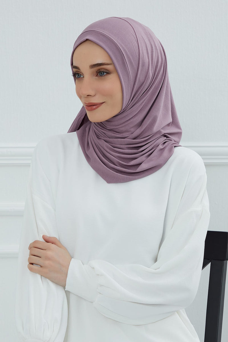 شال جيرسي للنساء شال قطني ممشط فوري للنساء من القطن، قبعة عمامة فورية، غطاء رأس جاهز للارتداء، وشاح، PS-16