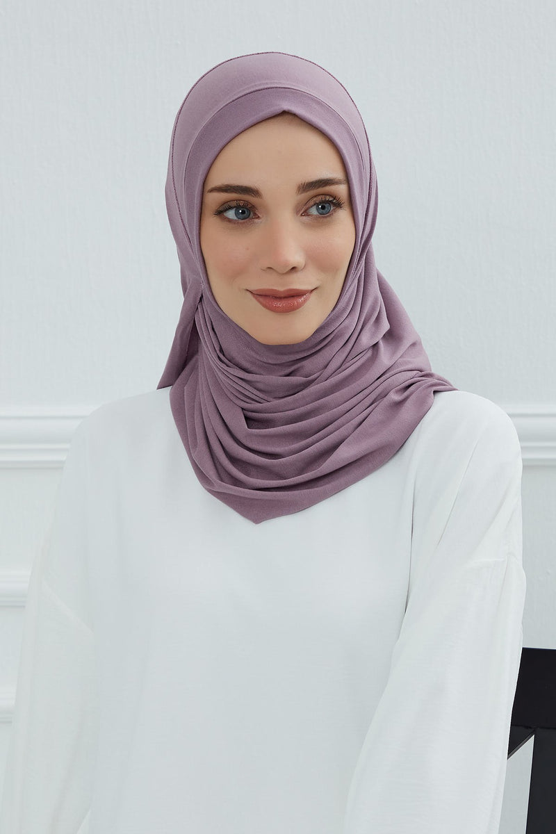 شال جيرسي للنساء شال قطني ممشط فوري للنساء من القطن، قبعة عمامة فورية، غطاء رأس جاهز للارتداء، وشاح، PS-16