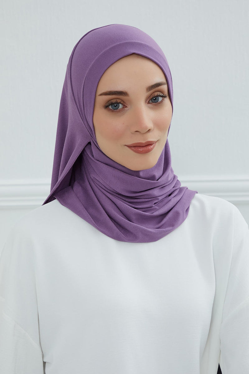 شال جيرسي للنساء شال قطني ممشط فوري للنساء من القطن، قبعة عمامة فورية، غطاء رأس جاهز للارتداء، وشاح، PS-16