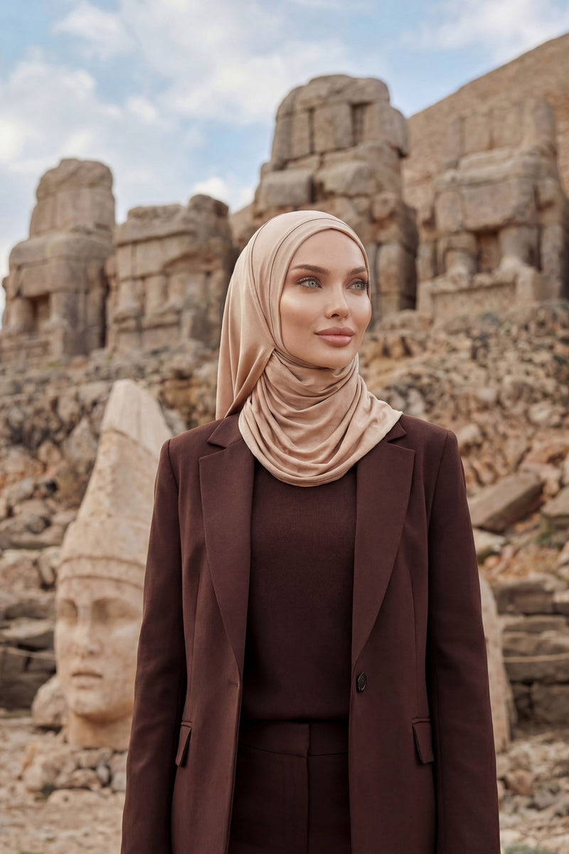شال جيرسي للنساء شال قطني ممشط فوري للنساء من القطن، قبعة عمامة فورية، غطاء رأس جاهز للارتداء، وشاح، PS-16