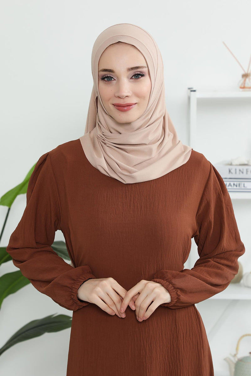 شال جيرسي للنساء شال قطني ممشط فوري للنساء من القطن، قبعة عمامة فورية، غطاء رأس جاهز للارتداء، وشاح، PS-16