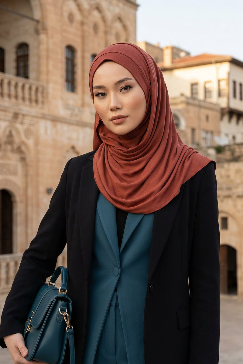 شال جيرسي للنساء شال قطني ممشط فوري للنساء من القطن، قبعة عمامة فورية، غطاء رأس جاهز للارتداء، وشاح، PS-16