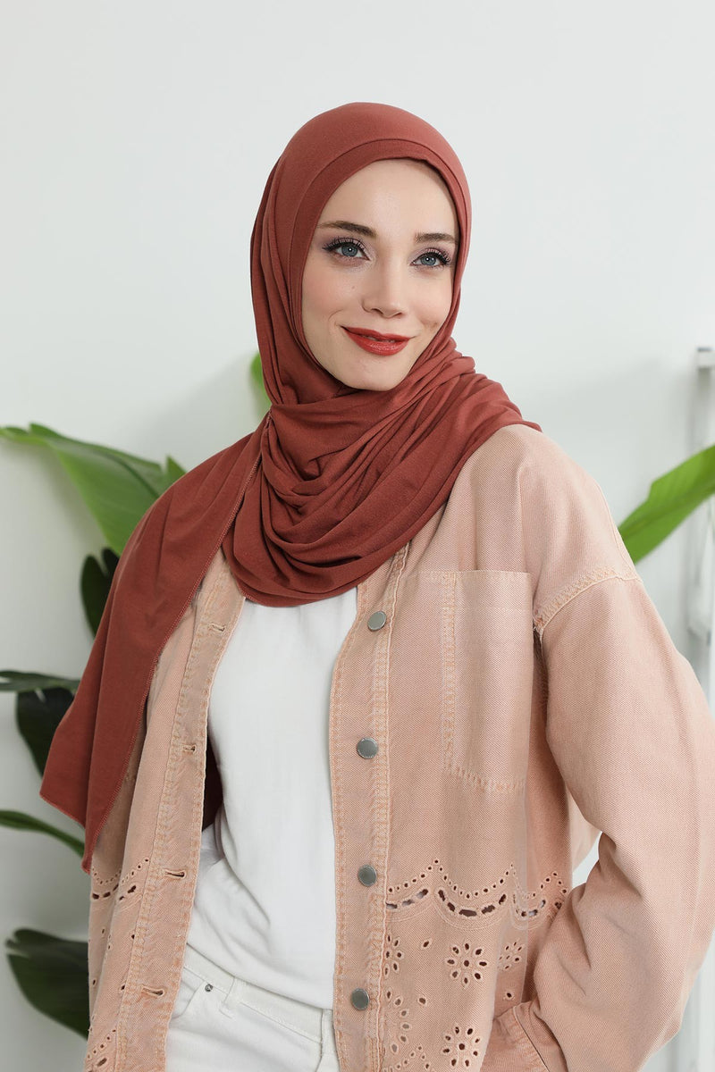 شال جيرسي للنساء شال قطني ممشط فوري للنساء من القطن، قبعة عمامة فورية، غطاء رأس جاهز للارتداء، وشاح، PS-16