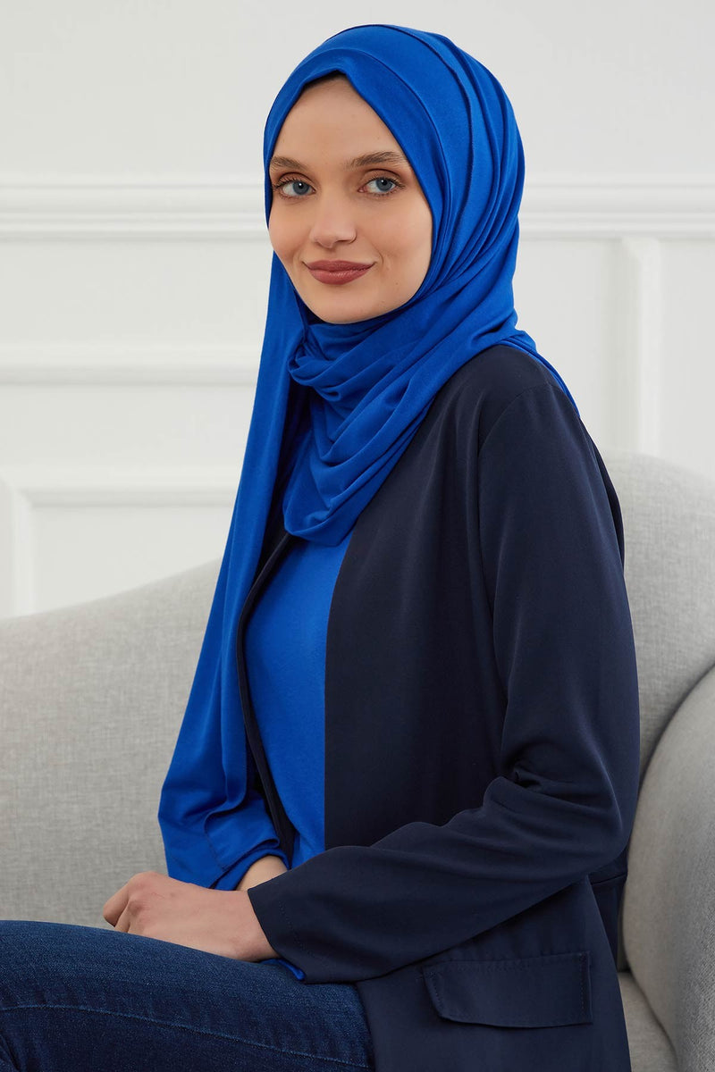 شال جيرسي للنساء شال قطني ممشط فوري للنساء من القطن، قبعة عمامة فورية، غطاء رأس جاهز للارتداء، وشاح، PS-16