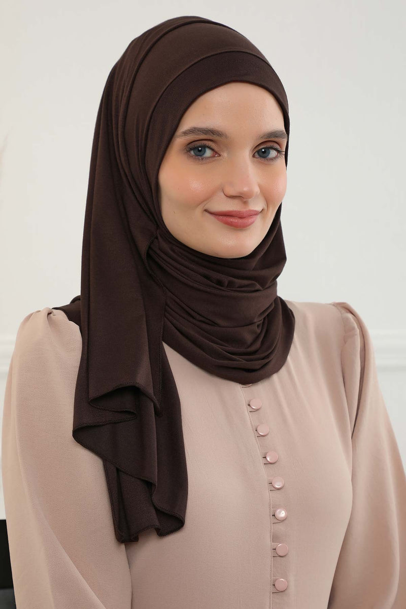 شال جيرسي للنساء شال قطني ممشط فوري للنساء من القطن، قبعة عمامة فورية، غطاء رأس جاهز للارتداء، وشاح، PS-16