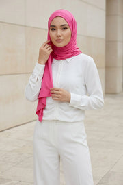 Jersey Shawl for Women Instant Combed Cotton Shawl for Women Cotton Modesty Instant Turban Cap Hat Head Wrap Ready to Wear Scarf,PS-16 Fuchsia