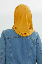 Jersey Shawl for Women Instant Combed Cotton Shawl for Women Cotton Modesty Instant Turban Cap Hat Head Wrap Ready to Wear Scarf,PS-16 Mustard Yellow
