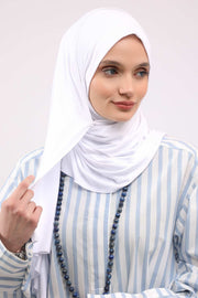 Jersey Shawl for Women Instant Combed Cotton Shawl for Women Cotton Modesty Instant Turban Cap Hat Head Wrap Ready to Wear Scarf,PS-16 White