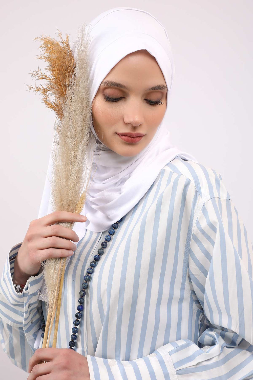 Jersey Shawl for Women Instant Combed Cotton Shawl for Women Cotton Modesty Instant Turban Cap Hat Head Wrap Ready to Wear Scarf,PS-16 White
