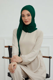 Jersey Shawl for Women Instant Combed Cotton Shawl for Women Cotton Modesty Instant Turban Cap Hat Head Wrap Ready to Wear Scarf,PS-16 Green