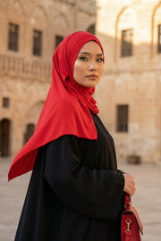 Jersey Shawl for Women Instant Combed Cotton Shawl for Women Cotton Modesty Instant Turban Cap Hat Head Wrap Ready to Wear Scarf,PS-16 Red