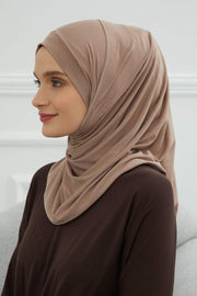 Jersey Shawl for Women Instant Combed Cotton Shawl for Women Cotton Modesty Instant Turban Cap Hat Head Wrap Ready to Wear Scarf,PS-16 Mink