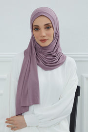Jersey Shawl for Women Instant Combed Cotton Shawl for Women Cotton Modesty Instant Turban Cap Hat Head Wrap Ready to Wear Scarf,PS-16 Lilac