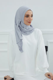 Jersey Shawl for Women Instant Combed Cotton Shawl for Women Cotton Modesty Instant Turban Cap Hat Head Wrap Ready to Wear Scarf,PS-16 Grey 2