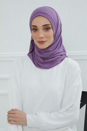 Jersey Shawl for Women Instant Combed Cotton Shawl for Women Cotton Modesty Instant Turban Cap Hat Head Wrap Ready to Wear Scarf,PS-16 Purple 2