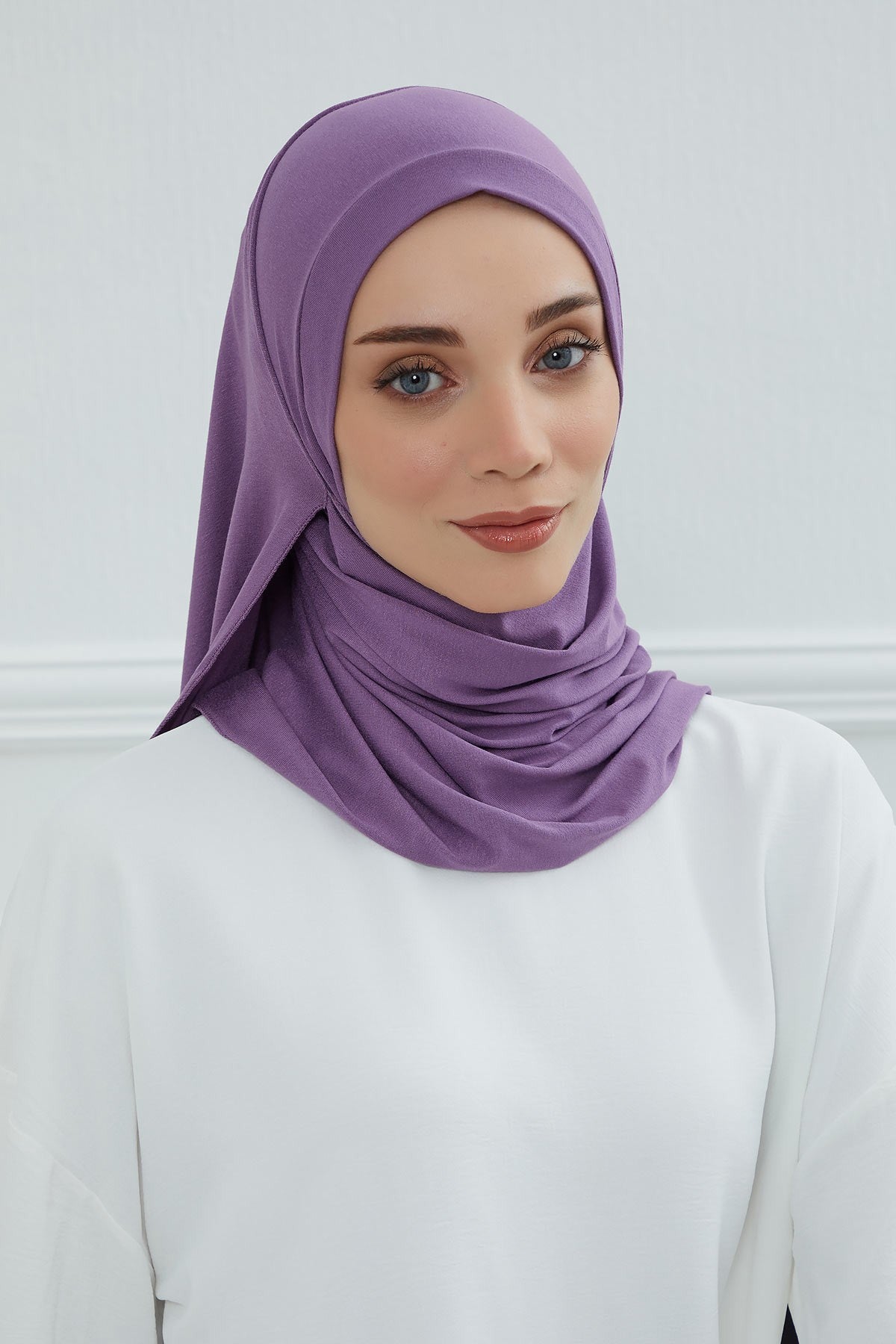 Jersey Shawl for Women Instant Combed Cotton Shawl for Women Cotton Modesty Instant Turban Cap Hat Head Wrap Ready to Wear Scarf,PS-16 Purple 2