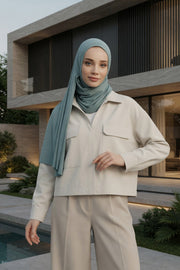 Jersey Shawl for Women Instant Combed Cotton Shawl for Women Cotton Modesty Instant Turban Cap Hat Head Wrap Ready to Wear Scarf,PS-16 Dark Mint