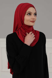 Jersey Shawl for Women Instant Combed Cotton Shawl for Women Cotton Modesty Instant Turban Cap Hat Head Wrap Ready to Wear Scarf,PS-16 Maroon