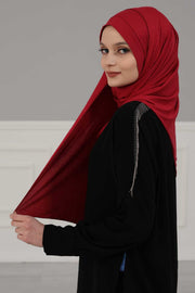 Jersey Shawl for Women Instant Combed Cotton Shawl for Women Cotton Modesty Instant Turban Cap Hat Head Wrap Ready to Wear Scarf,PS-16 Maroon