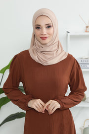 Jersey Shawl for Women Instant Combed Cotton Shawl for Women Cotton Modesty Instant Turban Cap Hat Head Wrap Ready to Wear Scarf,PS-16 Light Mink
