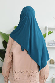 Jersey Shawl for Women Instant Combed Cotton Shawl for Women Cotton Modesty Instant Turban Cap Hat Head Wrap Ready to Wear Scarf,PS-16 Petrol Blue