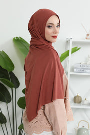 Jersey Shawl for Women Instant Combed Cotton Shawl for Women Cotton Modesty Instant Turban Cap Hat Head Wrap Ready to Wear Scarf,PS-16 Cinnamon