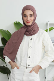 Jersey Shawl for Women Instant Combed Cotton Shawl for Women Cotton Modesty Instant Turban Cap Hat Head Wrap Ready to Wear Scarf,PS-16 Dusty Rose