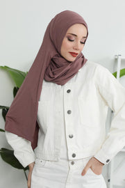 Jersey Shawl for Women Instant Combed Cotton Shawl for Women Cotton Modesty Instant Turban Cap Hat Head Wrap Ready to Wear Scarf,PS-16 Dusty Rose