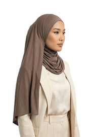 Jersey Shawl for Women Instant Combed Cotton Shawl for Women Cotton Modesty Instant Turban Cap Hat Head Wrap Ready to Wear Scarf,PS-16 Chocolate