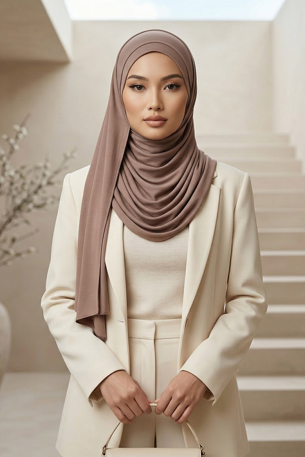 Jersey Shawl for Women Instant Combed Cotton Shawl for Women Cotton Modesty Instant Turban Cap Hat Head Wrap Ready to Wear Scarf,PS-16 Chocolate