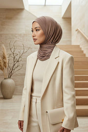 Jersey Shawl for Women Instant Combed Cotton Shawl for Women Cotton Modesty Instant Turban Cap Hat Head Wrap Ready to Wear Scarf,PS-16 Chocolate