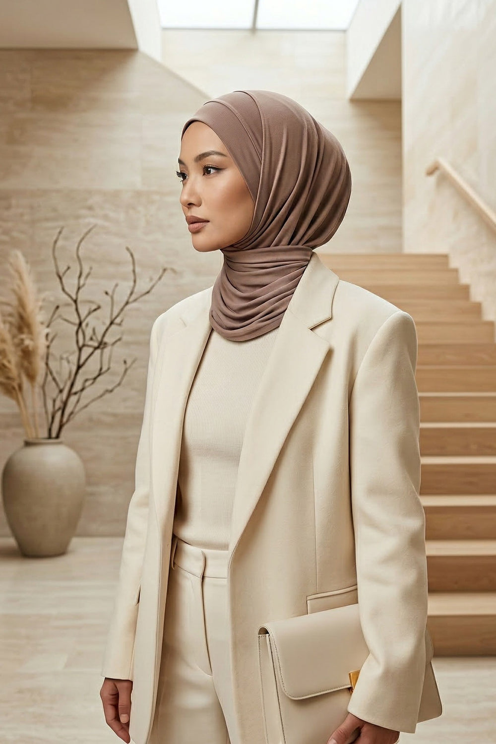 Jersey Shawl for Women Instant Combed Cotton Shawl for Women Cotton Modesty Instant Turban Cap Hat Head Wrap Ready to Wear Scarf,PS-16 Chocolate