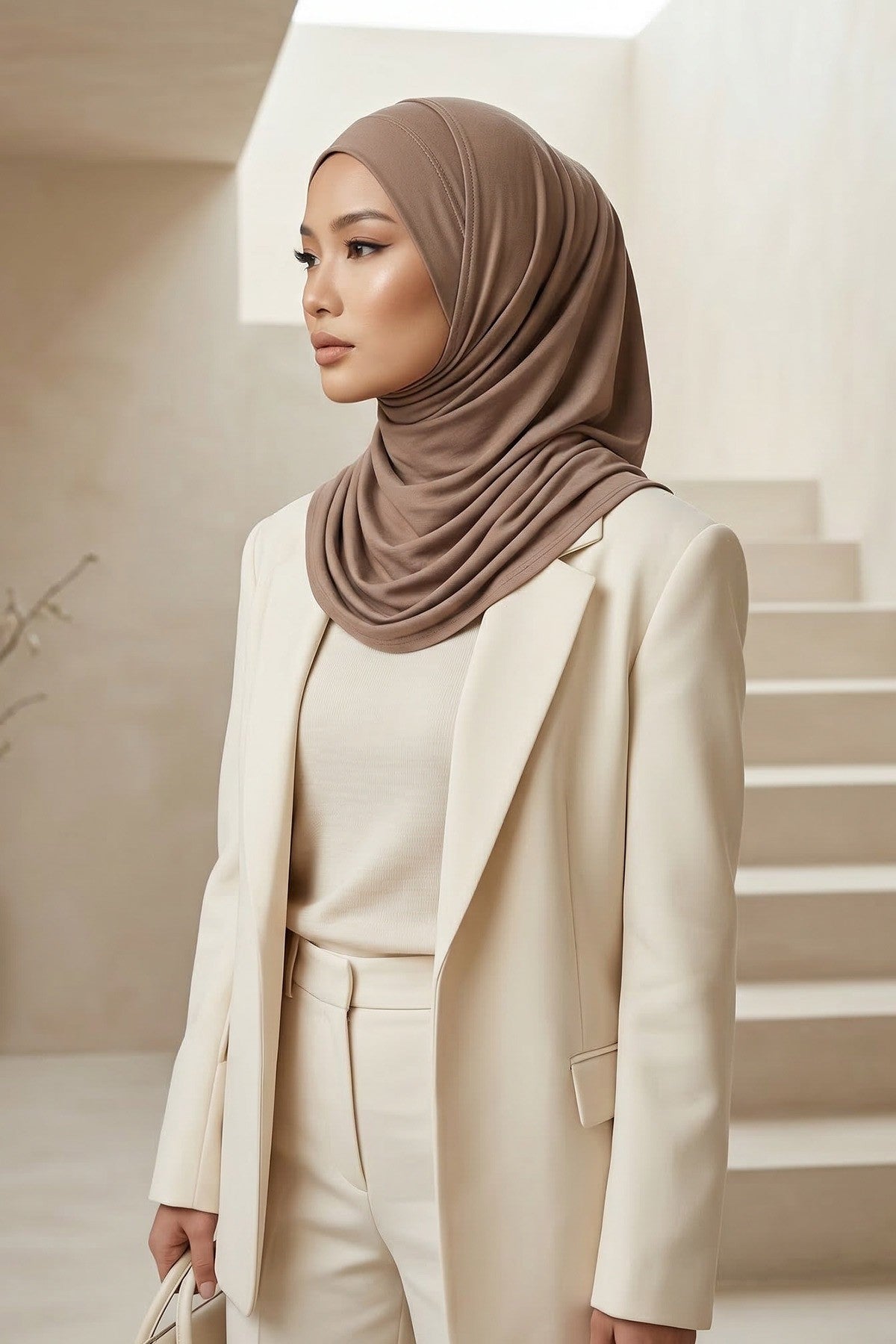 Jersey Shawl for Women Instant Combed Cotton Shawl for Women Cotton Modesty Instant Turban Cap Hat Head Wrap Ready to Wear Scarf,PS-16 Chocolate