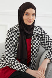 Jersey Shawl for Women Instant Combed Cotton Shawl for Women Cotton Modesty Instant Turban Cap Hat Head Wrap Ready to Wear Scarf,PS-16 Black