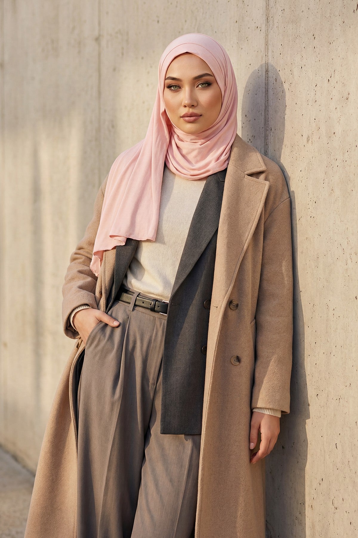 Jersey Shawl for Women Instant Combed Cotton Shawl for Women Cotton Modesty Instant Turban Cap Hat Head Wrap Ready to Wear Scarf,PS-16 Powder
