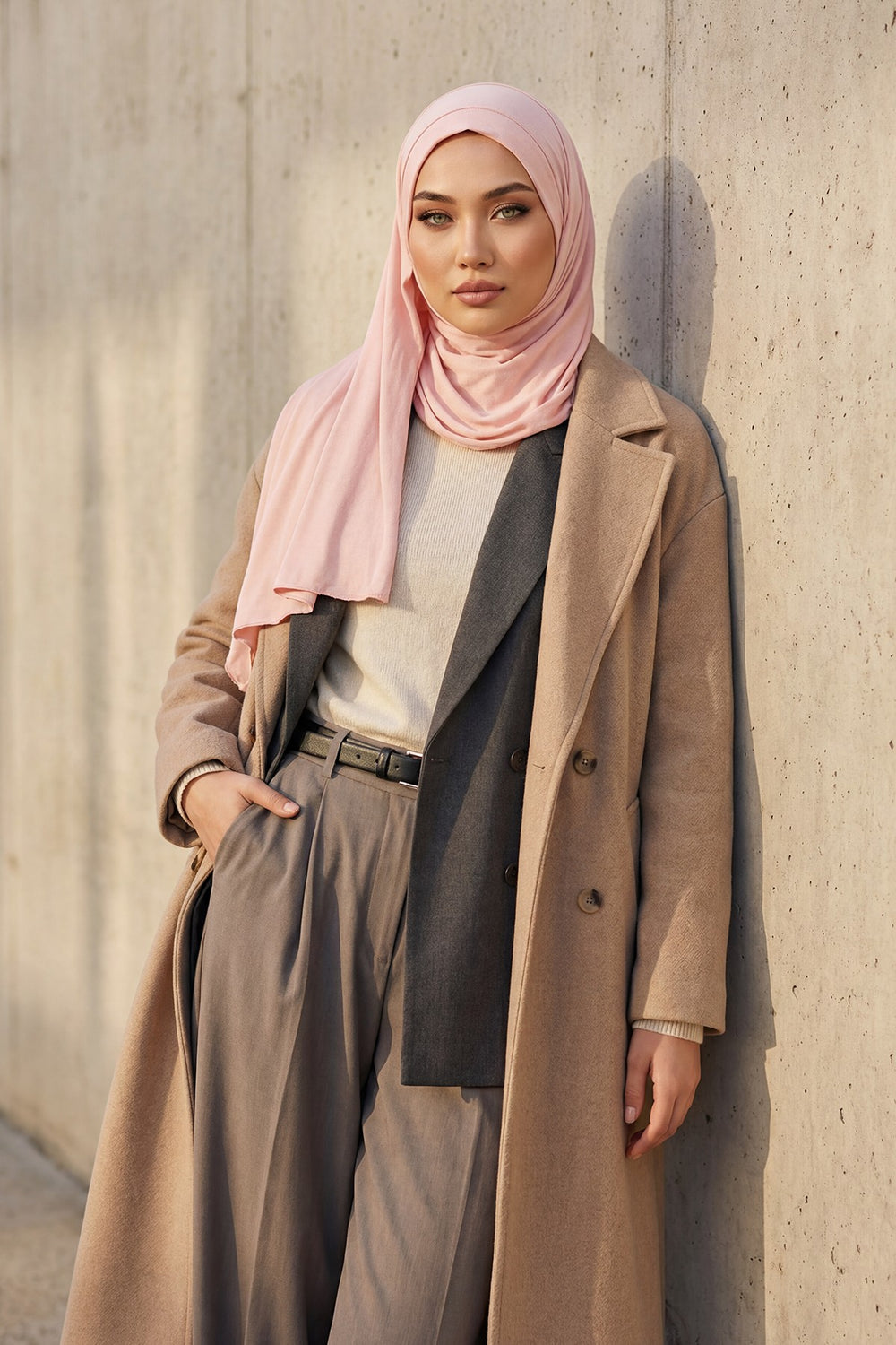 Jersey Shawl for Women Instant Combed Cotton Shawl for Women Cotton Modesty Instant Turban Cap Hat Head Wrap Ready to Wear Scarf,PS-16 Powder