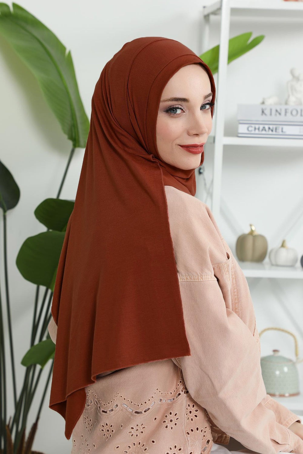 Jersey Shawl for Women Instant Combed Cotton Shawl for Women Cotton Modesty Instant Turban Cap Hat Head Wrap Ready to Wear Scarf,PS-16