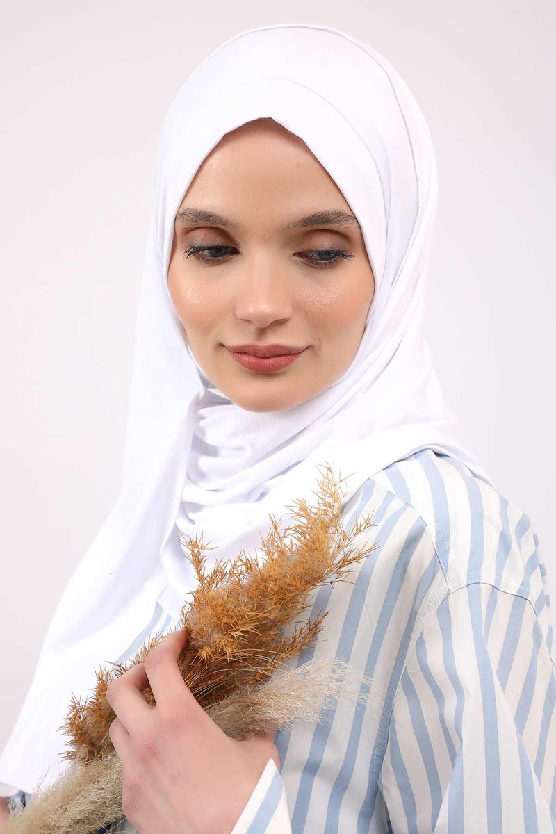 Jersey Shawl for Women Instant Combed Cotton Shawl for Women Cotton Modesty Instant Turban Cap Hat Head Wrap Ready to Wear Scarf,PS-16