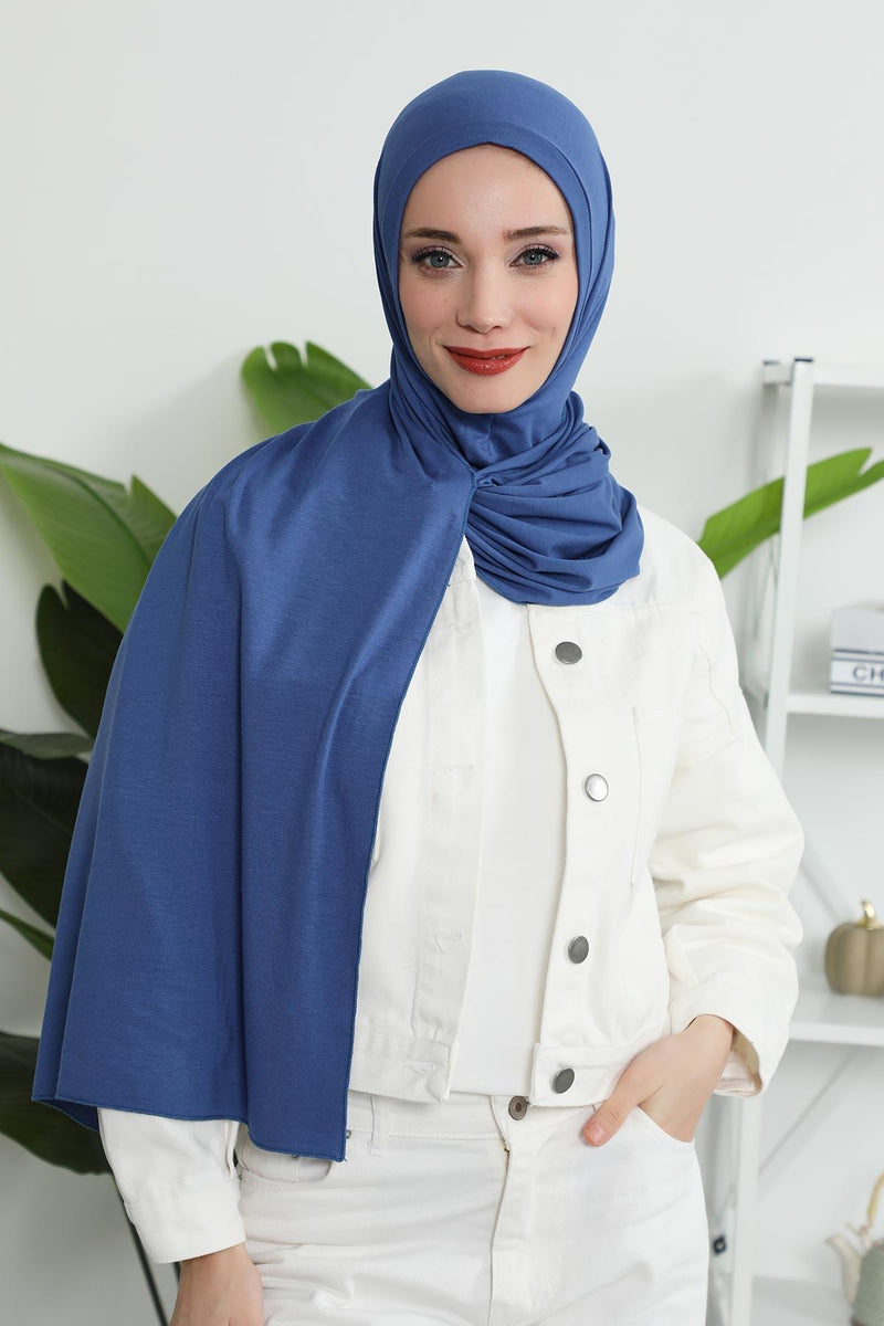 Jersey Shawl for Women Instant Combed Cotton Shawl for Women Cotton Modesty Instant Turban Cap Hat Head Wrap Ready to Wear Scarf,PS-16