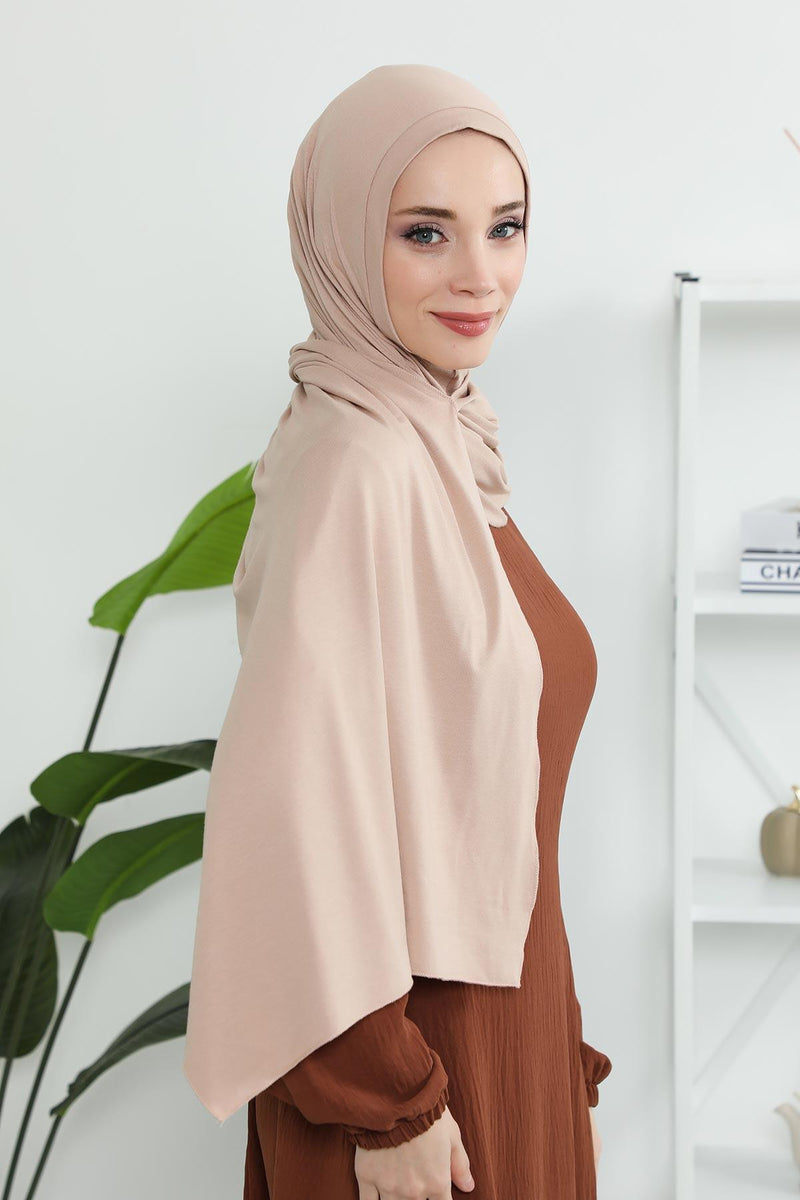 Jersey Shawl for Women Instant Combed Cotton Shawl for Women Cotton Modesty Instant Turban Cap Hat Head Wrap Ready to Wear Scarf,PS-16