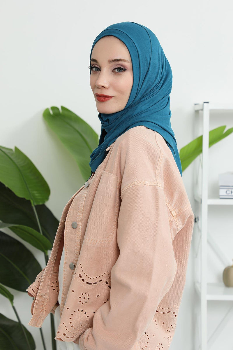 Jersey Shawl for Women Instant Combed Cotton Shawl for Women Cotton Modesty Instant Turban Cap Hat Head Wrap Ready to Wear Scarf,PS-16