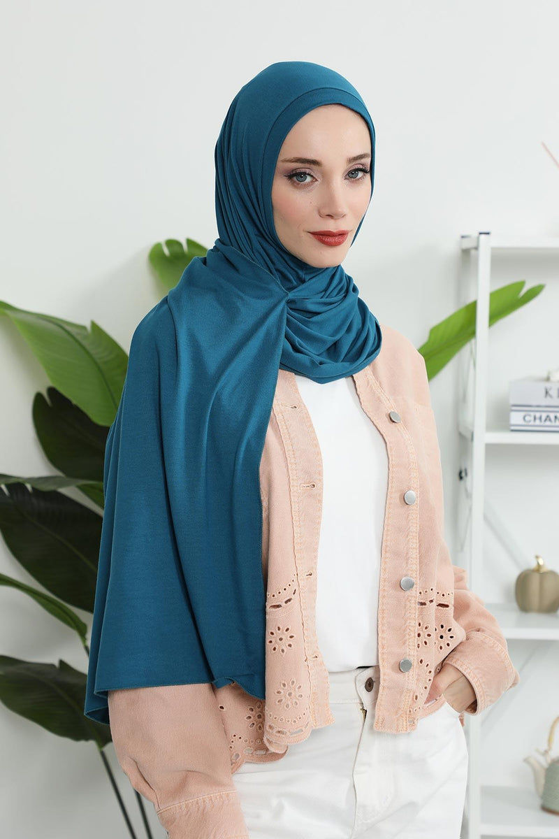 Jersey Shawl for Women Instant Combed Cotton Shawl for Women Cotton Modesty Instant Turban Cap Hat Head Wrap Ready to Wear Scarf,PS-16