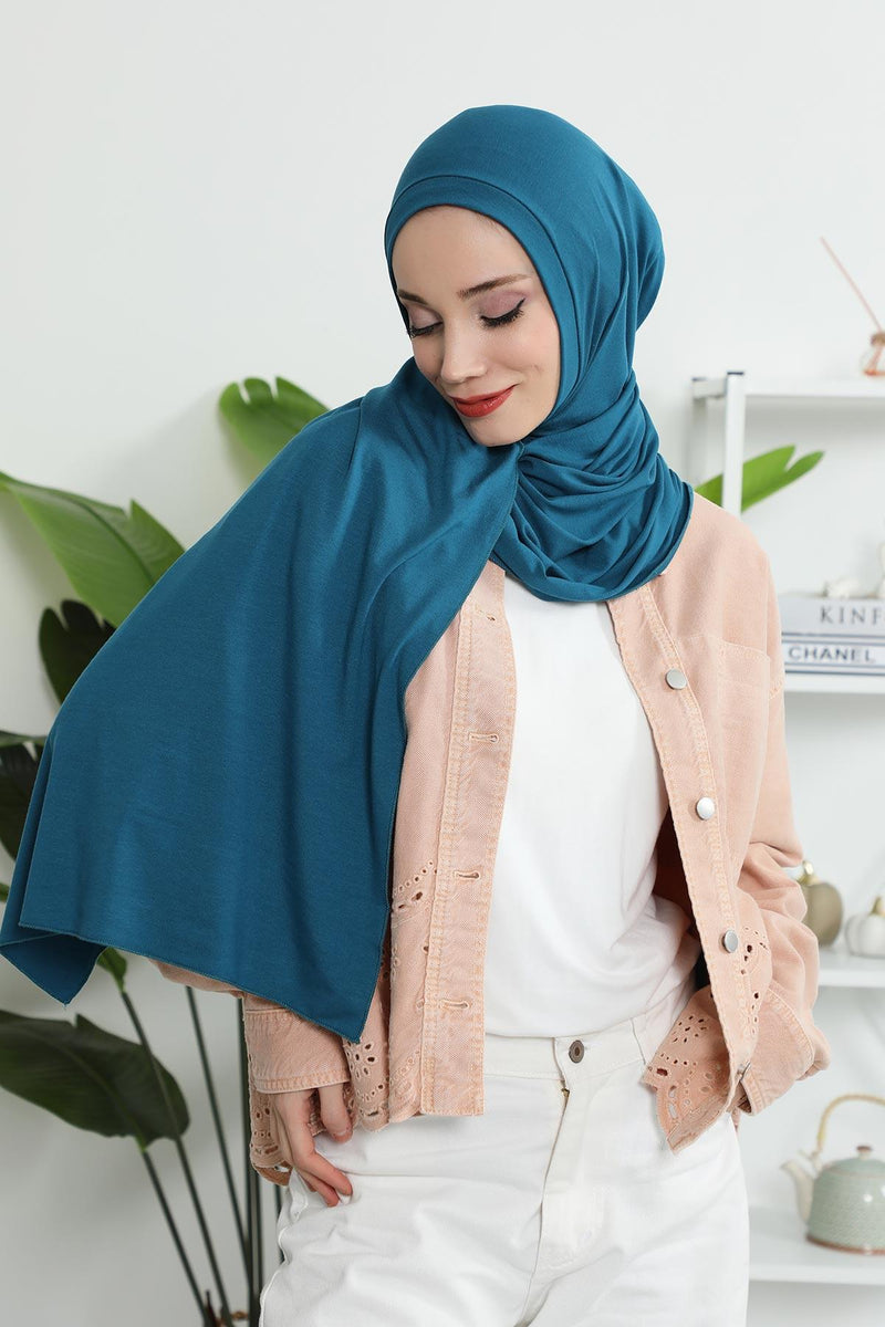 Jersey Shawl for Women Instant Combed Cotton Shawl for Women Cotton Modesty Instant Turban Cap Hat Head Wrap Ready to Wear Scarf,PS-16