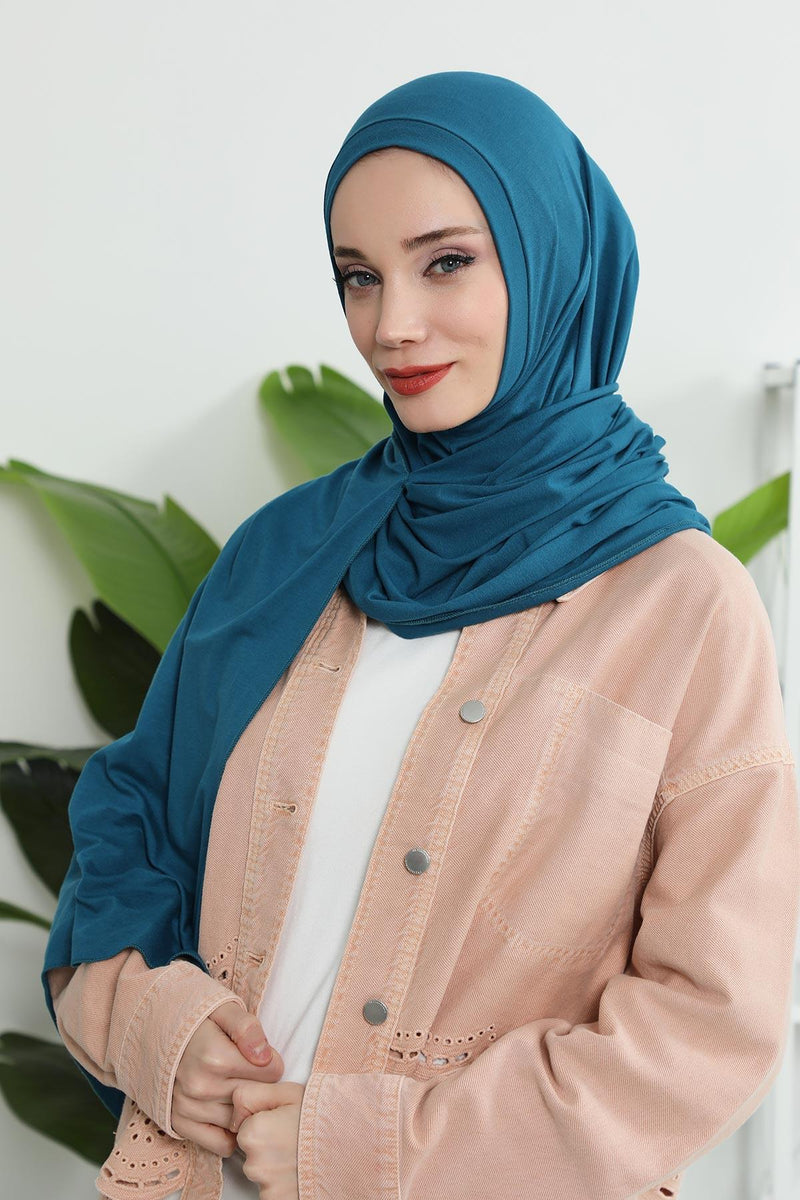 Jersey Shawl for Women Instant Combed Cotton Shawl for Women Cotton Modesty Instant Turban Cap Hat Head Wrap Ready to Wear Scarf,PS-16