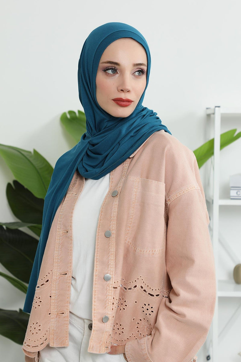 Jersey Shawl for Women Instant Combed Cotton Shawl for Women Cotton Modesty Instant Turban Cap Hat Head Wrap Ready to Wear Scarf,PS-16