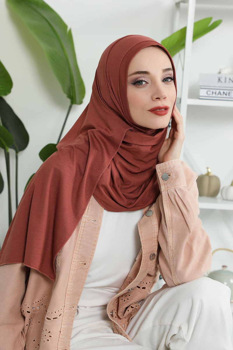 Jersey Shawl for Women Instant Combed Cotton Shawl for Women Cotton Modesty Instant Turban Cap Hat Head Wrap Ready to Wear Scarf,PS-16