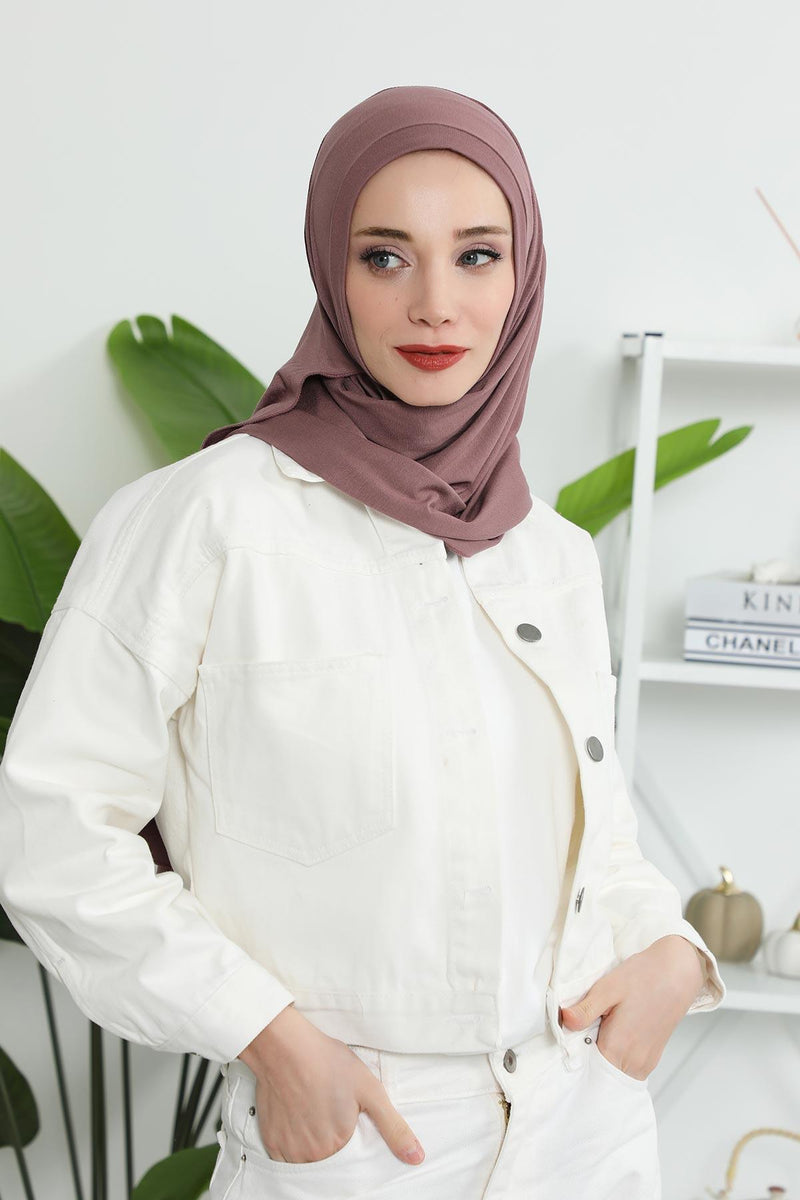 Jersey Shawl for Women Instant Combed Cotton Shawl for Women Cotton Modesty Instant Turban Cap Hat Head Wrap Ready to Wear Scarf,PS-16